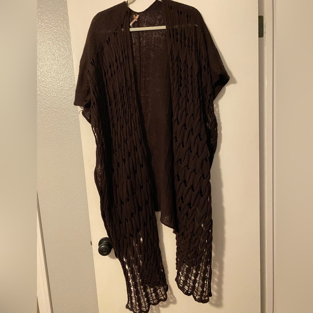 Free People Long Sleeveless Cardigan Shawl/Vest